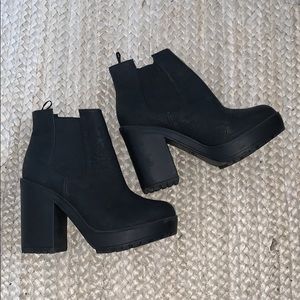 Black platform booties